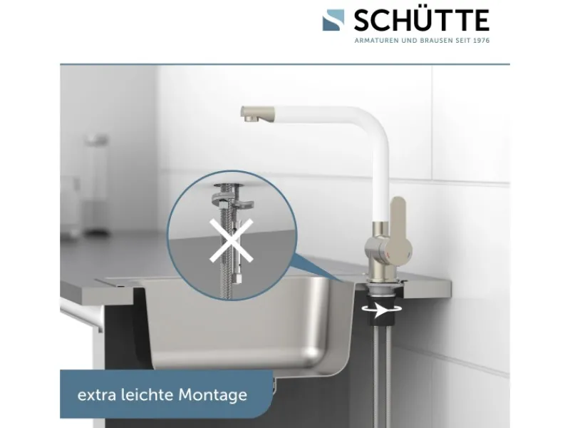 Küchenarmatur Rio Edelstahloptik-Weiß Einhebelmischer