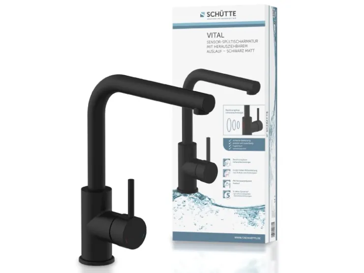 Discount Schütte Sensor-Spültischarmatur Vital mit Herausziehbarem Auslauf Schwarz Matt