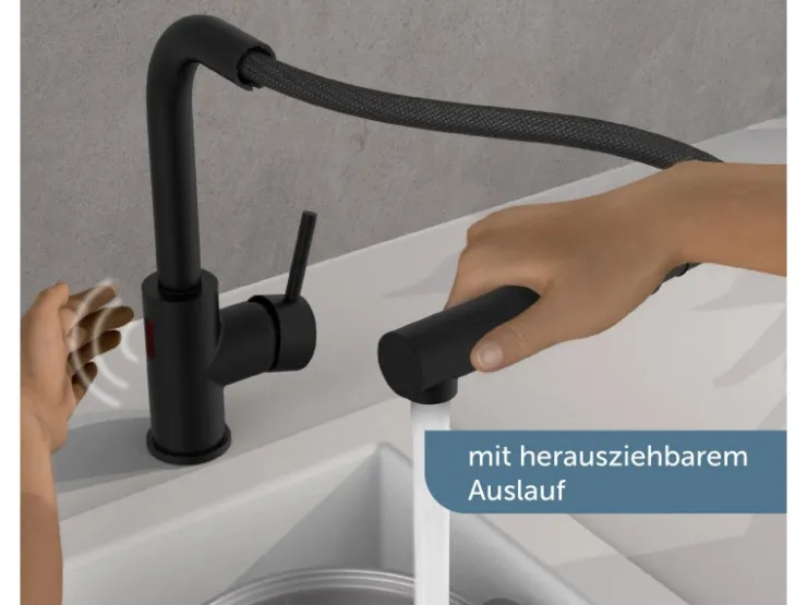 Discount Schütte Sensor-Spültischarmatur Vital mit Herausziehbarem Auslauf Schwarz Matt