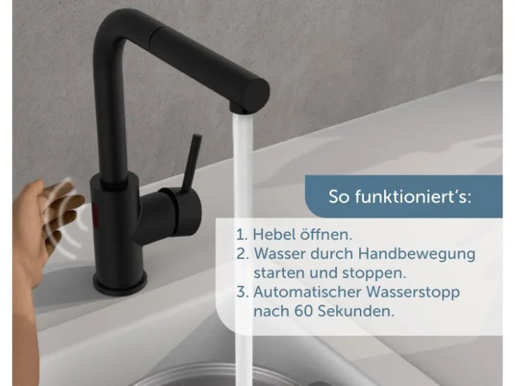 Discount Schütte Sensor-Spültischarmatur Vital mit Herausziehbarem Auslauf Schwarz Matt