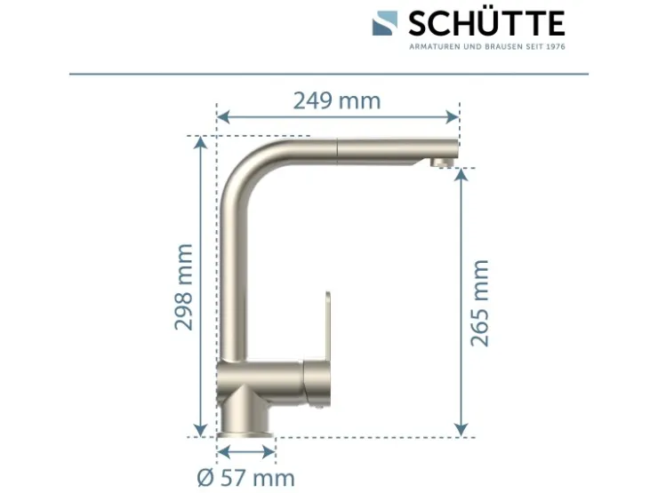Schütte Einhebelmischer<Spültischarmatur mit Herausziehbarem Auslauf London Edelstahloptik