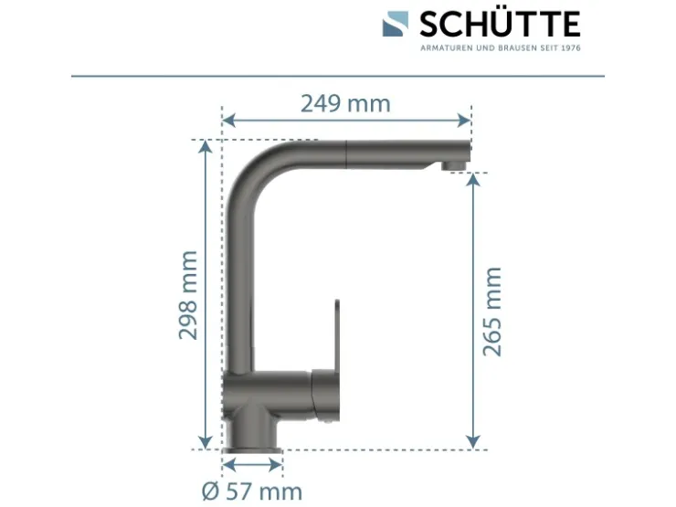 Schütte Einhebelmischer<Spültischarmatur mit Herausziehbarem Auslauf London Graphit Matt