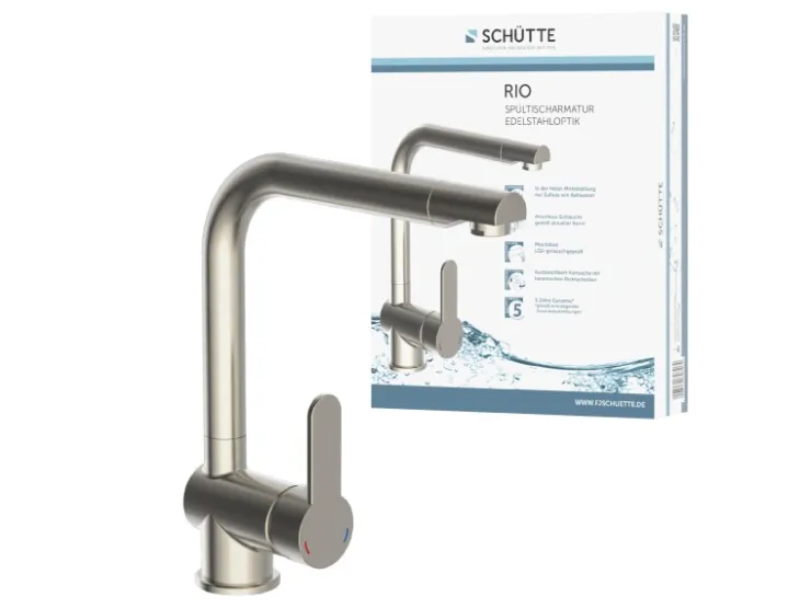 New Schütte Spültischarmatur Rio Edelstahloptik