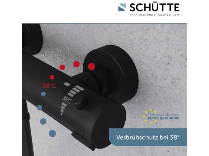 Thermostat Duscharmatur London Schwarz Matt Einhebelmischer