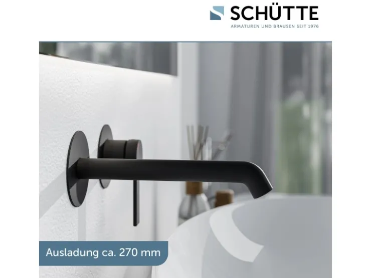 Schütte Einhebelmischer<Waschtischarmatur Los Angeles für Wandmontage Schwarz Matt