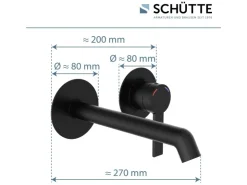 Schütte Einhebelmischer<Waschtischarmatur Los Angeles für Wandmontage Schwarz Matt