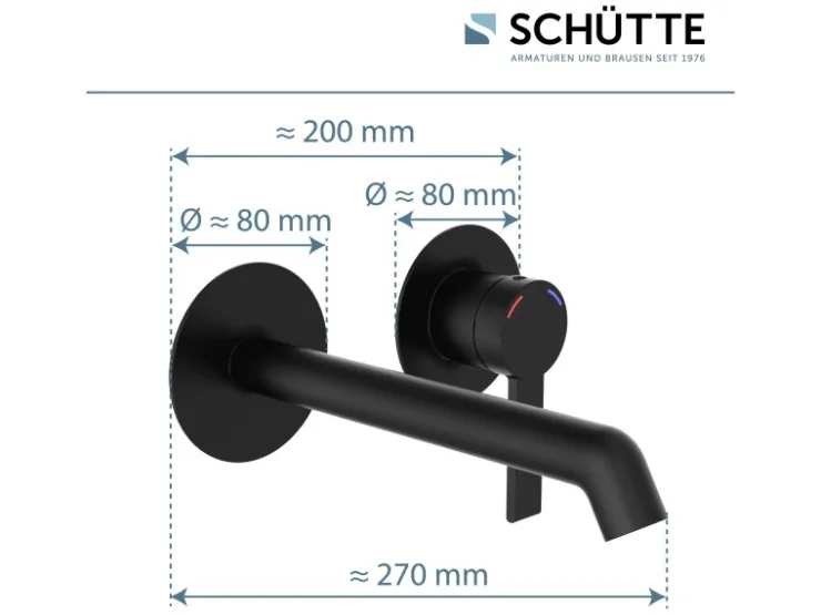Schütte Einhebelmischer<Waschtischarmatur Los Angeles für Wandmontage Schwarz Matt