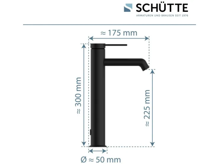 Schütte Einhebelmischer<Waschtischarmatur Los Angeles für Aufsatzwaschbecken Schwarz Matt