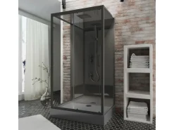 Best Schulte ExpressPlus Komplettdusche-Schiebetür Bali Mattschwarz 215 cm x 115 cm
