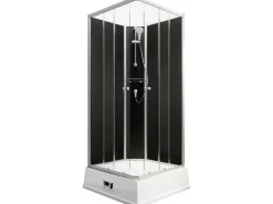 Schulte Komplettduschkabine Korfu II mit Boiler Pumpe Alu-Natur Schwarz