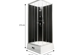 Schulte Komplettduschkabine Korfu II mit Boiler Pumpe Alu-Natur Schwarz