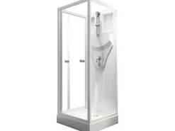 Best Komplettduschkabine Juist mit Schiebetür Weiß 210x80x80 cm Einhebelmischer
