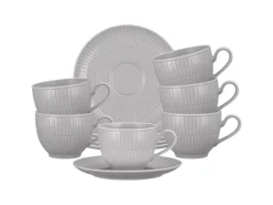 Discount Seltmann Weiden Amina Kaffeetasse mit Untertasse 250 ml 6er Set Silber Grau