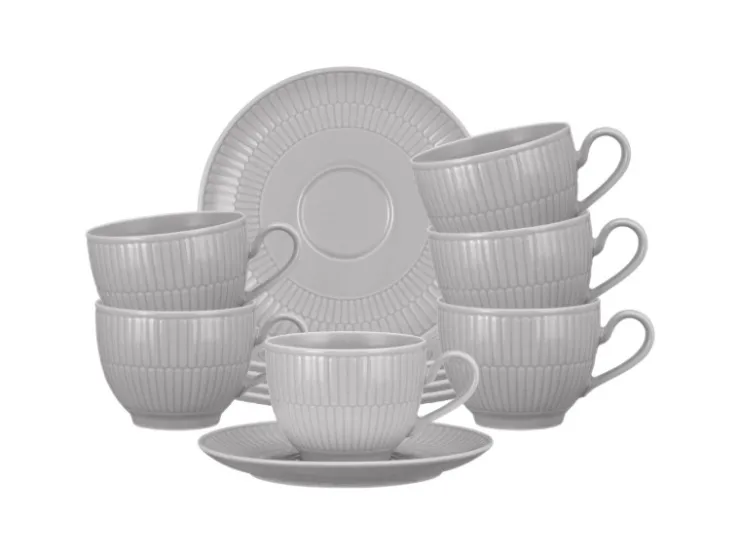 Discount Seltmann Weiden Amina Kaffeetasse mit Untertasse 250 ml 6er Set Silber Grau
