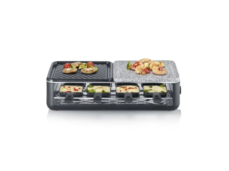 New Raclette-Grill RG 2366 Black Line Lite Naturstein & Grillfläche 1.300 W Pfannen|Haushaltsgeräte
