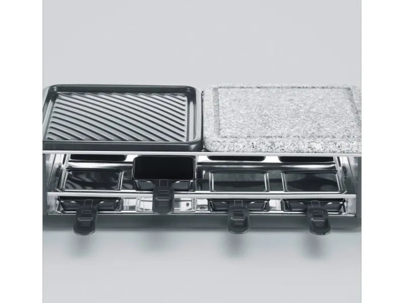 New Raclette-Grill RG 2366 Black Line Lite Naturstein & Grillfläche 1.300 W Pfannen|Haushaltsgeräte