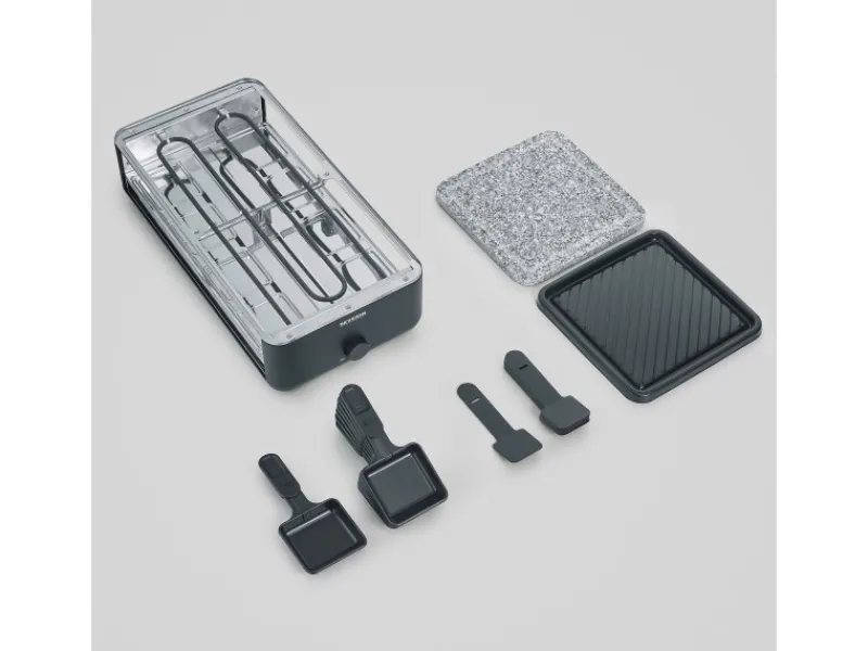 New Raclette-Grill RG 2366 Black Line Lite Naturstein & Grillfläche 1.300 W Pfannen|Haushaltsgeräte