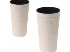Pflanzgefäß Set 2 tlg. Eco Locon Weiß Ø 25 x 46,5 cm, Ø 30 x 57 cm Töpfe