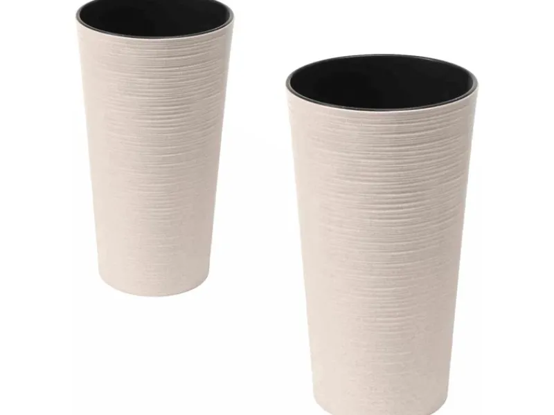 Pflanzgefäß Set 2 tlg. Eco Locon Weiß Ø 25 x 46,5 cm, Ø 30 x 57 cm Töpfe