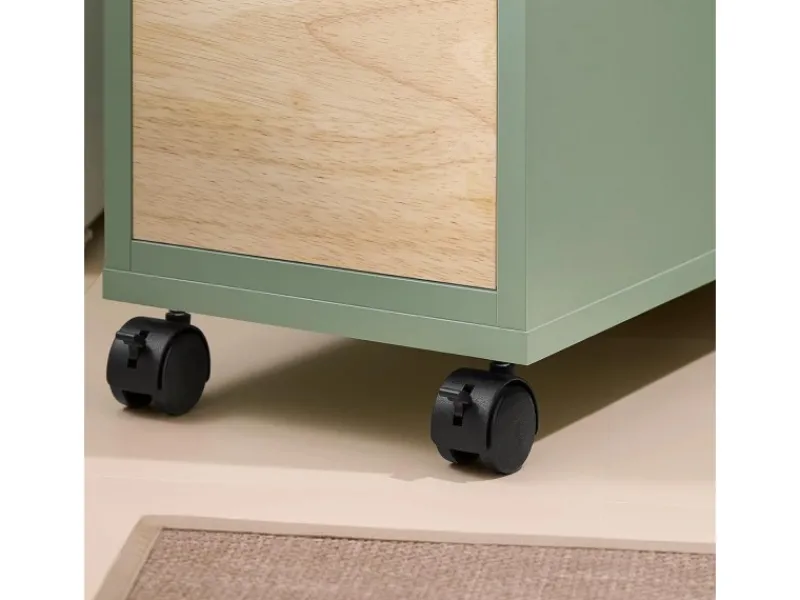 Hot Badezimmerschrank Rollwagen mit 3 Schubladen Nischenschrank 24x82x65cm Grün BZR54-GR Küchenregale
