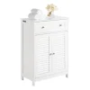 Online Badezimmerschrank Sideboard mit Schublade und Lamellentüren 60x87x35cm Weiß FRG238-W Küchenschränke