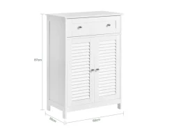 Online Badezimmerschrank Sideboard mit Schublade und Lamellentüren 60x87x35cm Weiß FRG238-W Küchenschränke
