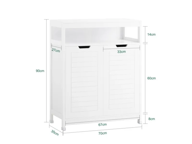 Clearance Badkommode Kommode Sideboard Flurschrank Badezimmerschrank Weiß BZR121-W Küchenschränke