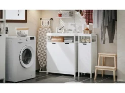 Clearance Badkommode Kommode Sideboard Flurschrank Badezimmerschrank Weiß BZR121-W Küchenschränke