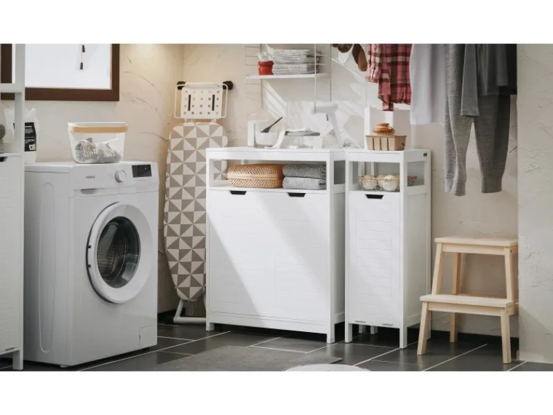 Clearance Badkommode Kommode Sideboard Flurschrank Badezimmerschrank Weiß BZR121-W Küchenschränke