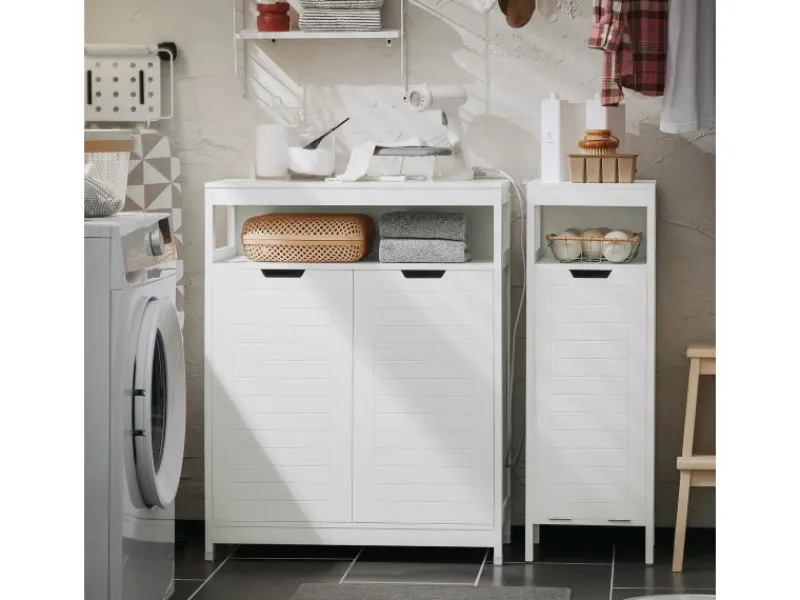 Clearance Badkommode Kommode Sideboard Flurschrank Badezimmerschrank Weiß BZR121-W Küchenschränke