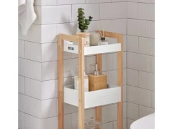 Clearance Badregal in weiß/KautschukholzStandregalKüchenregalFRG226-WN Küchenregale