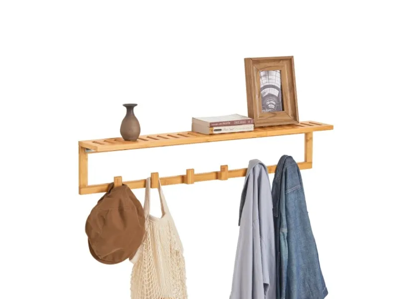 Best Flurgarderobe Wandgarderobe Handtuchhalter aus Bambus FHK06-N Küchen-Ordnungssysteme