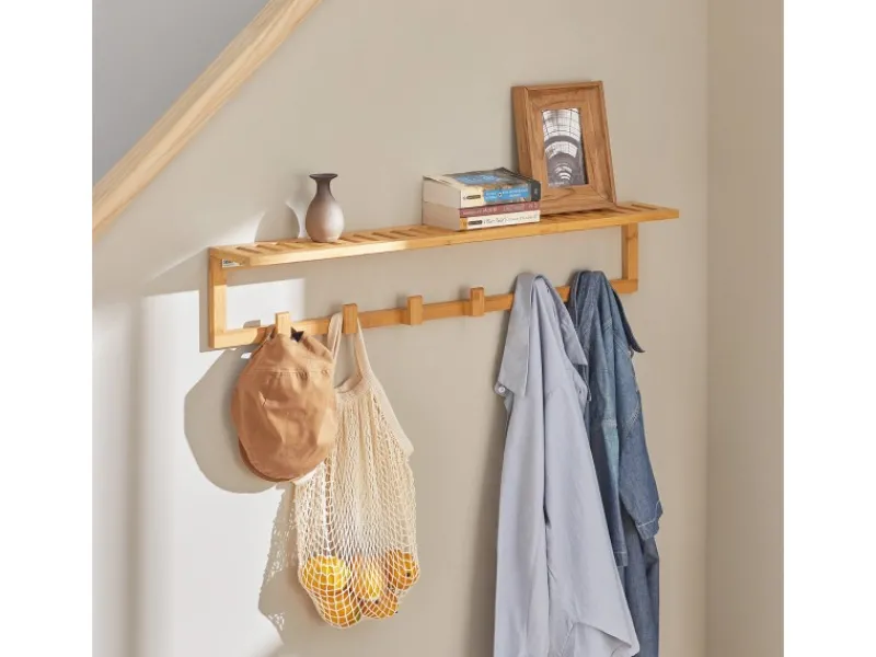 Best Flurgarderobe Wandgarderobe Handtuchhalter aus Bambus FHK06-N Küchen-Ordnungssysteme