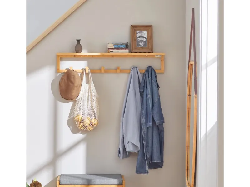 Best Flurgarderobe Wandgarderobe Handtuchhalter aus Bambus FHK06-N Küchen-Ordnungssysteme
