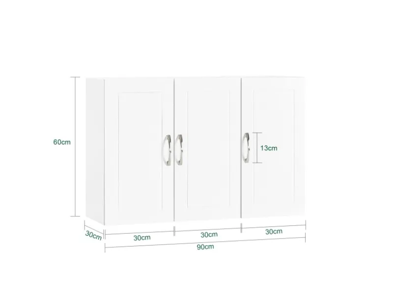 Online Hängeschrank Badezimmerschrank mit Verstellbarem Regal 90x60x30cm FRG231-L-W Küchenschränke