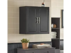 SoBuy Küchenschränke<Hängeschrank Badezimmerschrank mit Verstellbarem Regal 60x60x30cm Schwarz FRG231-SCH
