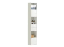 SoBuy Küchenschränke<Hochschrank mit Schubladen und Türen Holz Weiß STR10-W