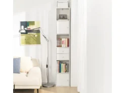 SoBuy Küchenschränke<Hochschrank mit Schubladen und Türen Holz Weiß STR10-W