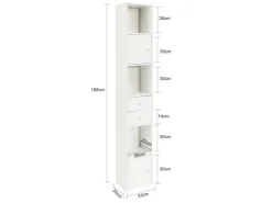 SoBuy Küchenschränke<Hochschrank mit Schubladen und Türen Holz Weiß STR10-W