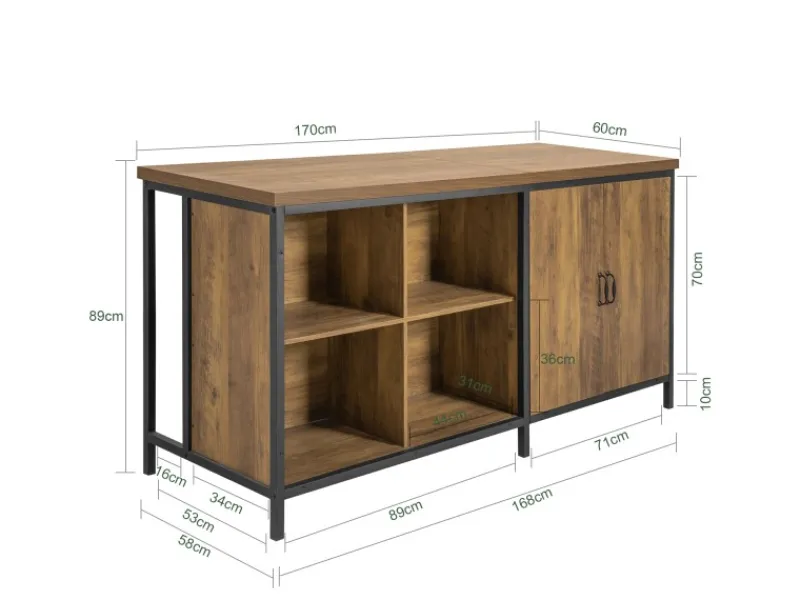 Best Kücheninsel Freistehend Küchenschrank Sideboard 170x89x60cm KNL01-F Kücheninseln|Inselhauben