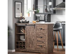 Online Kücheninsel Freistehend Küchenschrank Sideboard Vintagebraun KNL08-N Kücheninseln