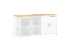Hot SoBuy Kücheninsel Freistehend Küchenschrank Sideboard Weiß-Natur KNL09-WN