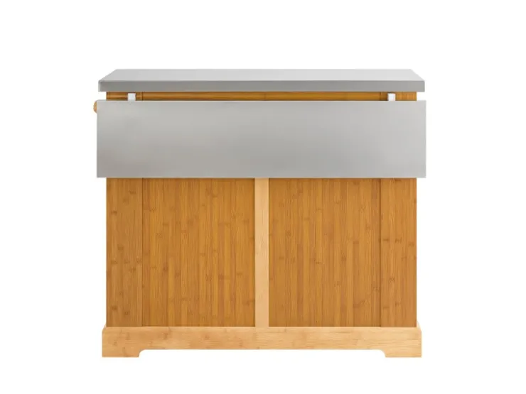 Online SoBuy Kücheninsel Küchenwagen mit Ausziehbarer Arbeitsplatte Bambus 107x92,5x71cm Natur FKW130-N