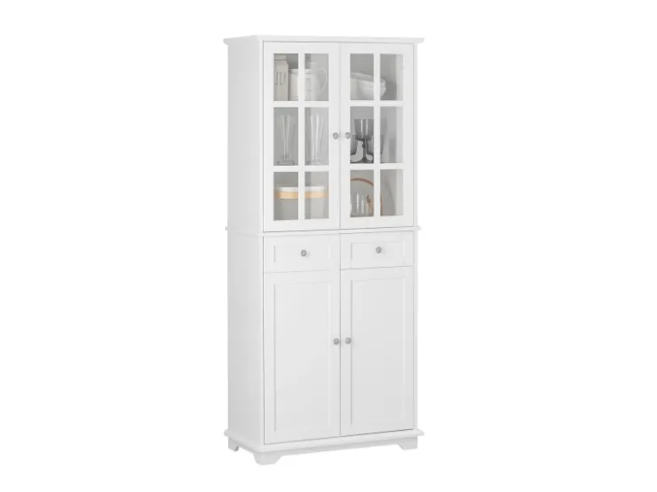 SoBuy Küchenschränke<Küchenschrank Hochschrank Badezimmerschrank Buffet Kommode FSB76-W