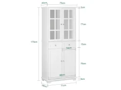 SoBuy Küchenschränke<Küchenschrank Hochschrank Badezimmerschrank Buffet Kommode FSB76-W