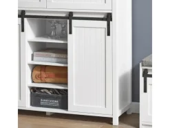 Online Küchenschrank Sideboard mit Schiebetür Buffet Kommode Weiß FSB74-W Küchenschränke