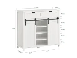 Online Küchenschrank Sideboard mit Schiebetür Buffet Kommode Weiß FSB74-W Küchenschränke