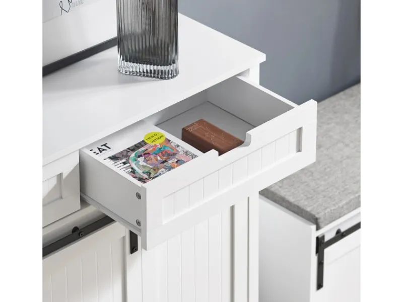Online Küchenschrank Sideboard mit Schiebetür Buffet Kommode Weiß FSB74-W Küchenschränke