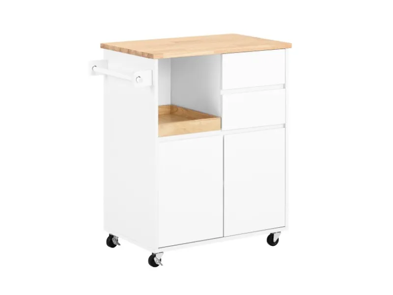 Best Küchenwagen mit Arbeitsplatte Servierwagen Weiß 72x84x40cm FKW123-WN Servierwagen|Küchenschränke