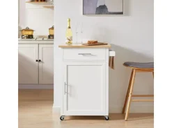 Best SoBuy Küchenwagen mit Arbeitsplatte Servierwagen Rollwagen Weiß FKW102-WN